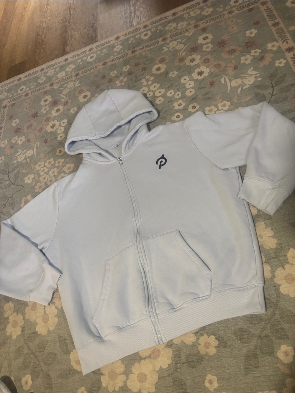 Peloton Light Blue Zip-Up Hoodie